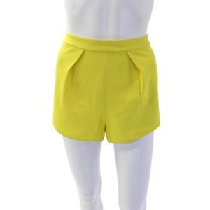 Clover Canyon Womens Textured Lined Zip Shorts Yellow Size S